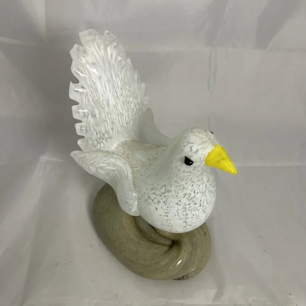 Hand Blown Glass Art  White Dove Collectible Gift For Bird Lover